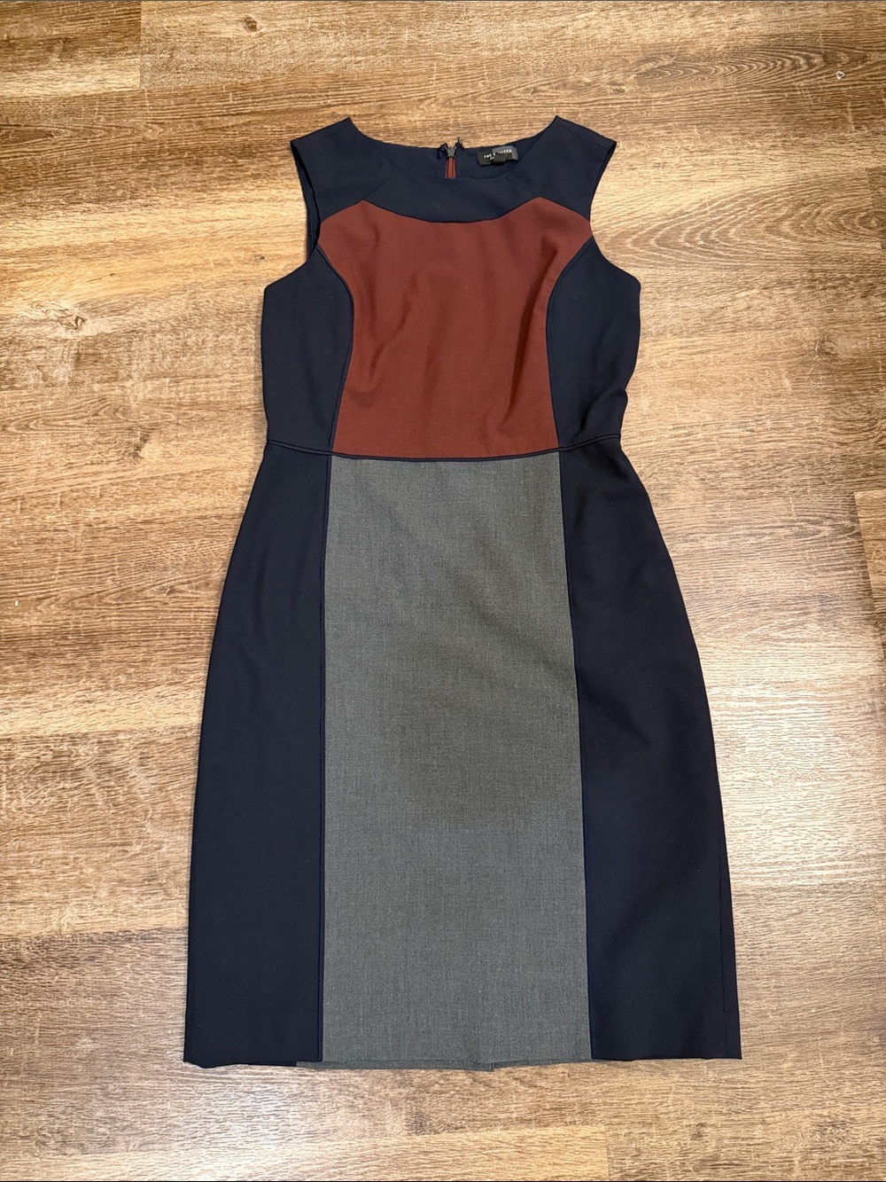 The Limited Navy, Rust & Gray Colorblock Midi Sheath Dress